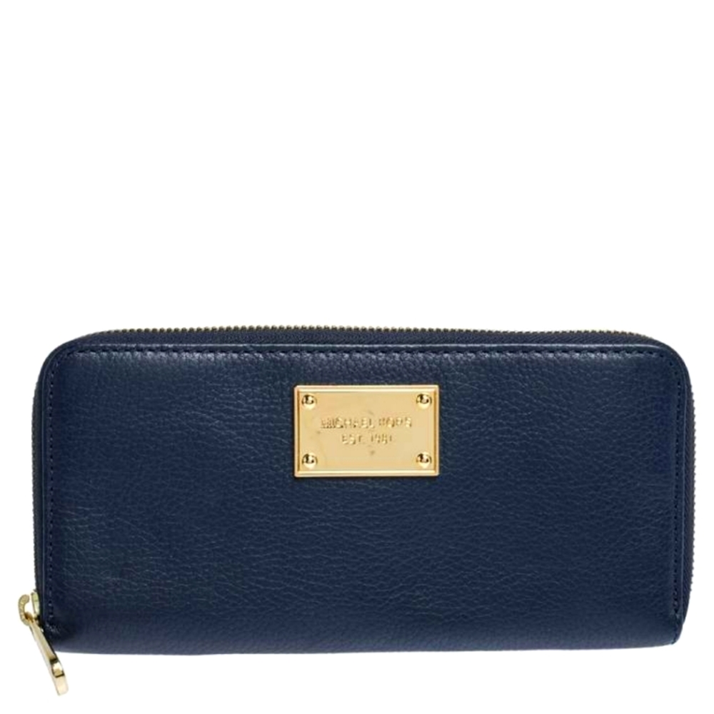 Michael Kors Saffiano Jet Set Zip Around Wallet - Navy
